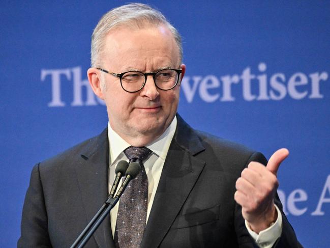 ADELAIDE, AUSTRALIA - NewsWire Photos FEBRUARY 21, 2025: The Prime Minister, Anthony Albanese delivers a speech at the Building a Bigger, Better SA Forum. Picture: NewsWire / Brenton Edwards