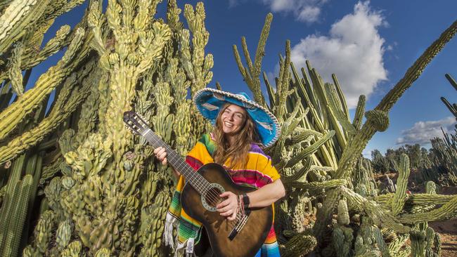 Sophie Bozon at Cactus Country, a former peach orchard-turned-cactus farm in regional Victoria. Picture: Rob Leeson.