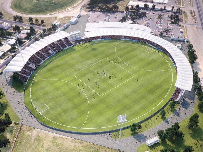 Concept designs of the new Eureka Stadium in Ballarat, which is set to house AFL games from 2017.