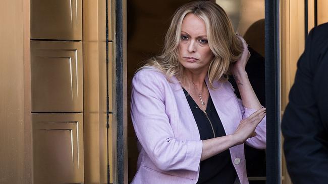 Adult film actress Stormy Daniels (Stephanie Clifford) exits the United States District Court Southern District of New York for a hearing related to Michael Cohen, Donald Trump's longtime personal attorney and confidante in April 2018. Picture: Drew Angerer/Getty Images/AFP