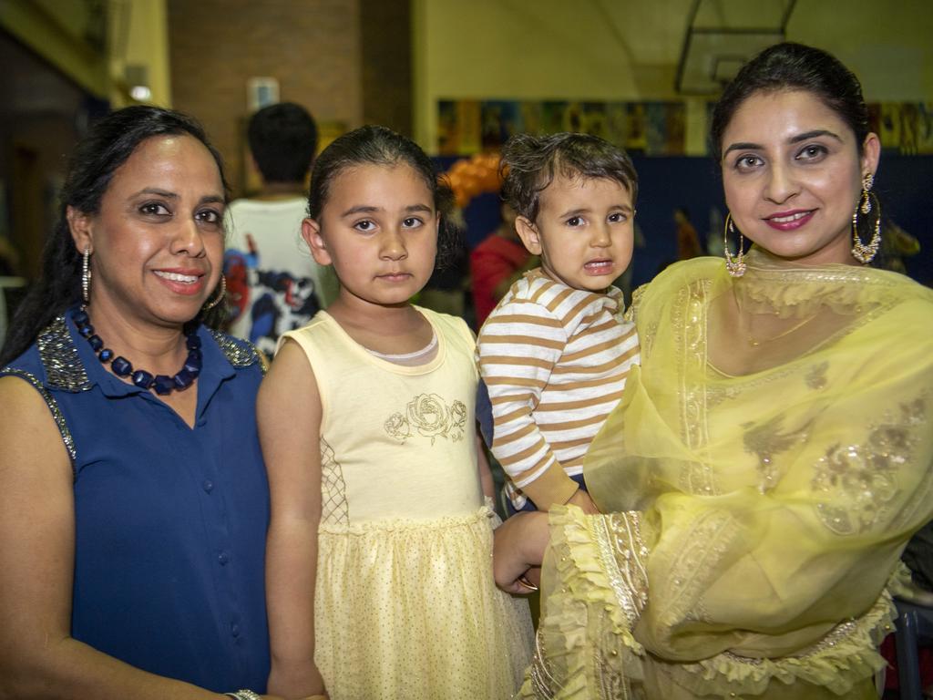 ( From left ) Seema Sharma, Jeenu Sharma, Numair Singh Sidhu and Loveleen Cheema at the Indian Independence Day celebrations. Saturday, August 21, 2021. Picture: Nev Madsen.