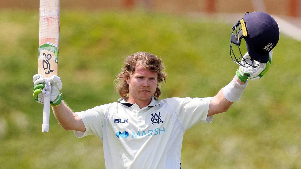 Will Pucovski celebrating one of his many hundreds already this summer. Picture: Daniel Kalisz/Getty Images