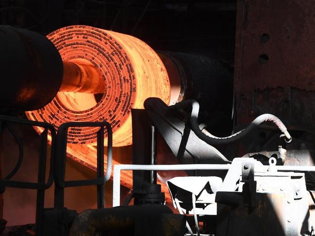 Steel rolls out at the Port Kembla Steelworks in Australia. BlueScope Steel, which produces out of the site, also has facilities in the U.S., so it is well-positioned as the U.S. imposes tariffs on foreign-made steel. PHOTO: DEAN LEWINS/EPA-EFE/REX/SHUTTERS/EPA/SHUTTERSTOCK