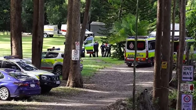 Emergency crews at Wappa Falls, where two teens failed to resurface. Picture: 9News