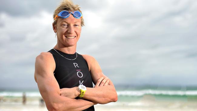 Mel Hauschildt before an ocean swim at Noosa.