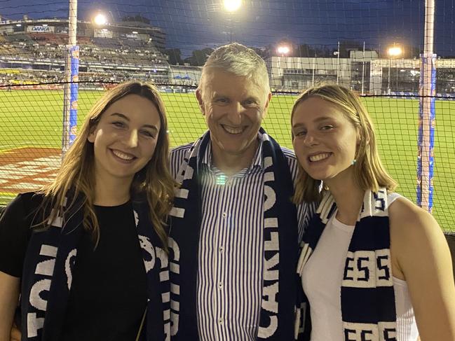 Professor Grant McArthur with daughters Sarah and Chloe. Picture: Supplied