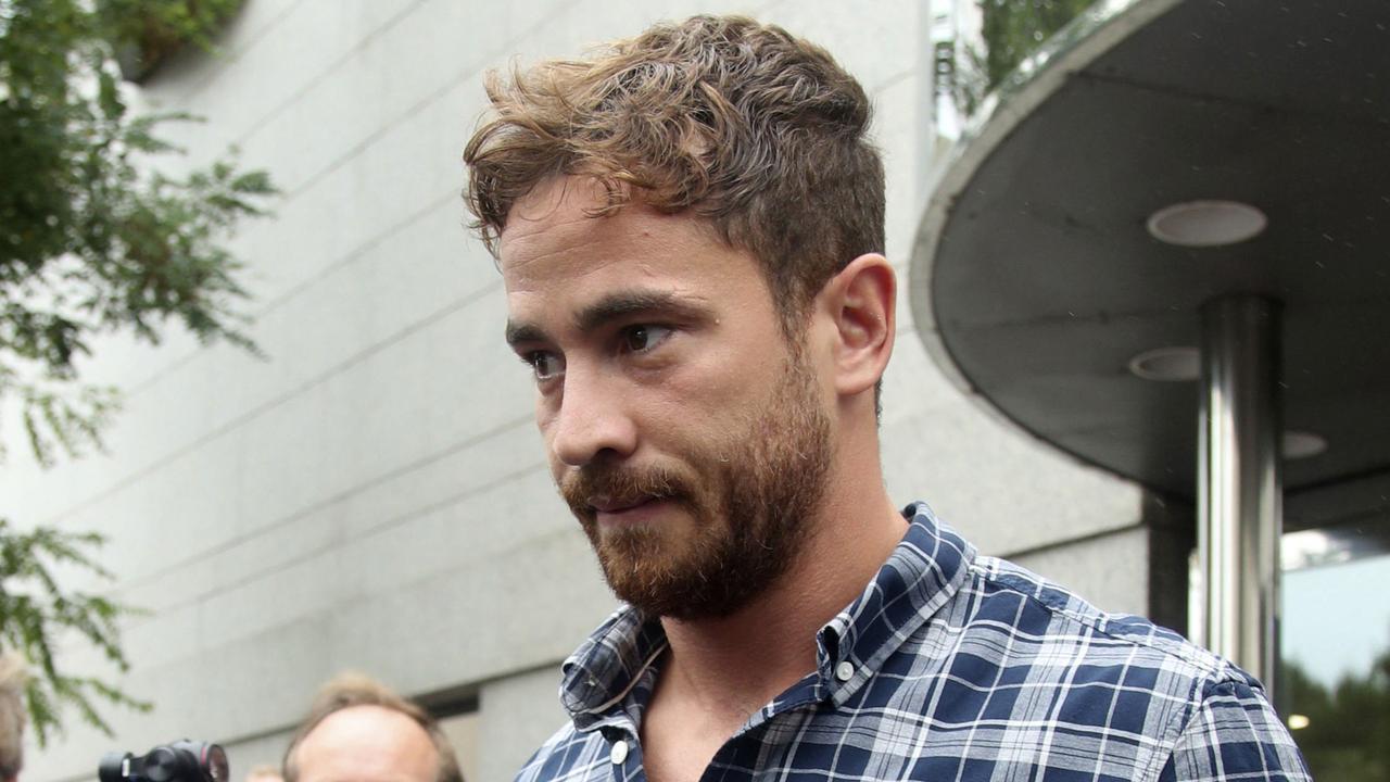 Danny Cipriani leaves Jersey Magistrates' Court, after pleading guilty to common assault.