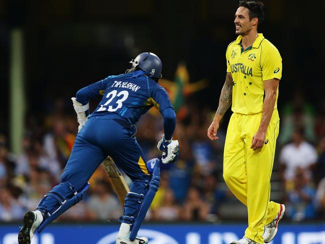 Mitchell Johnson got hit for six consecutive fours by Tillakaratne Dilshan.