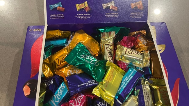 The mum points out a real problem with Cadbury Roses. Image: Supplied