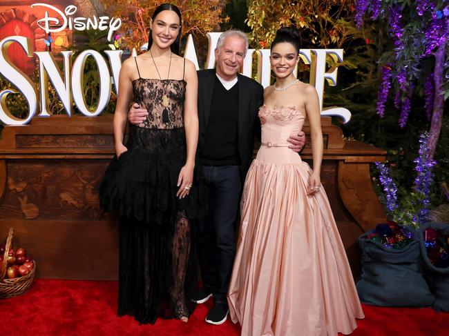 Gal Gadot, Marc E. Platt and Rachel Zegler attend the World Premiere of Disney's Snow White at El Capitan Theatre in Hollywood, California on March 15. Picture: Rodin Eckenroth/Getty Images for Disney