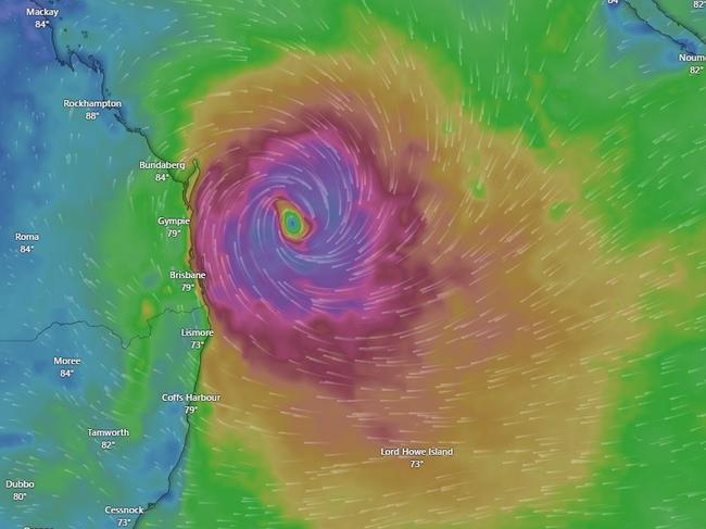 Windy.com's forecast track map for the system on Tuesday March 4. Source: Windy.com