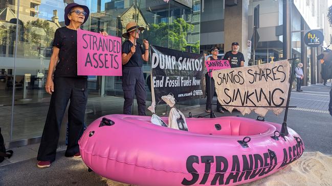 The stunt included a pink inflatable boat and sand. Picture: Supplied