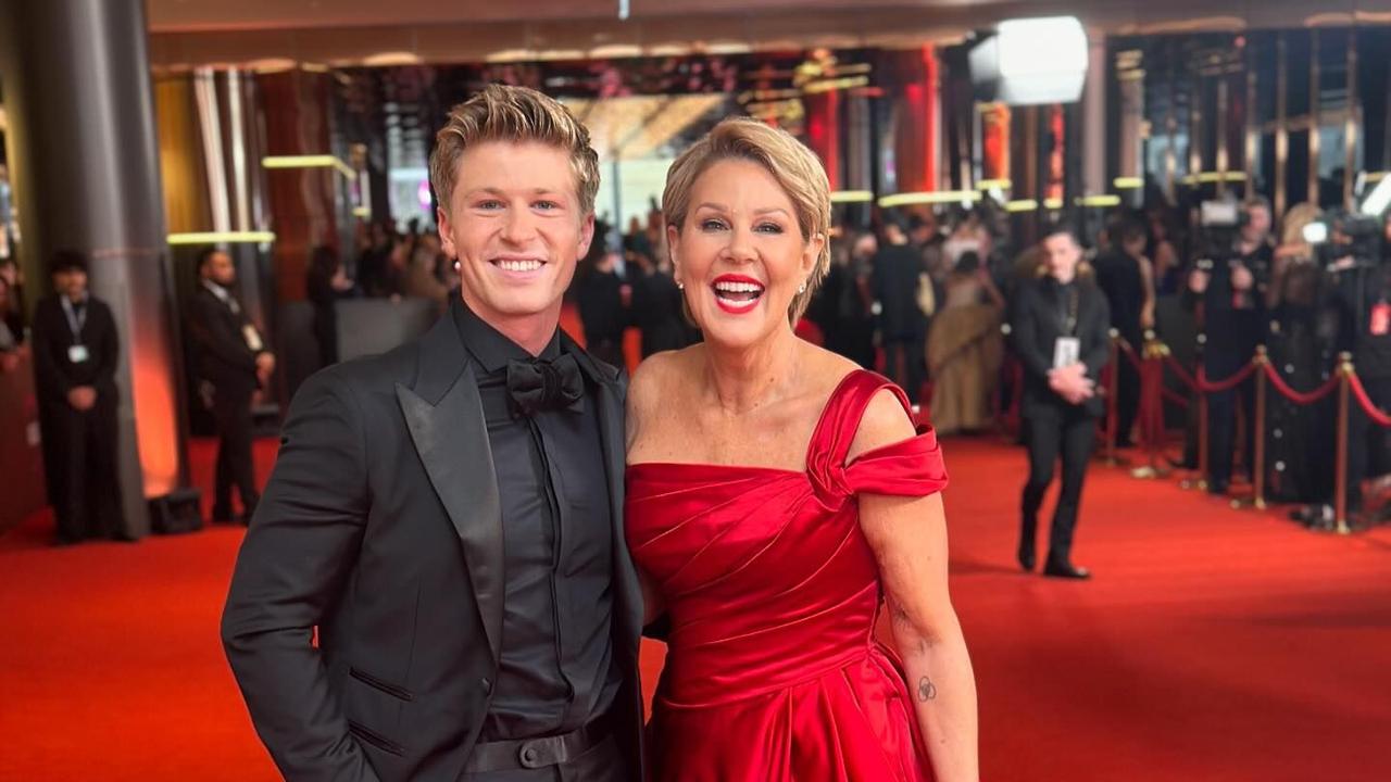 Co-hosts and Gold Logie nominees Julia Morris and Robert Irwin walk the red carpet together. Picture: Supplied / Instagram