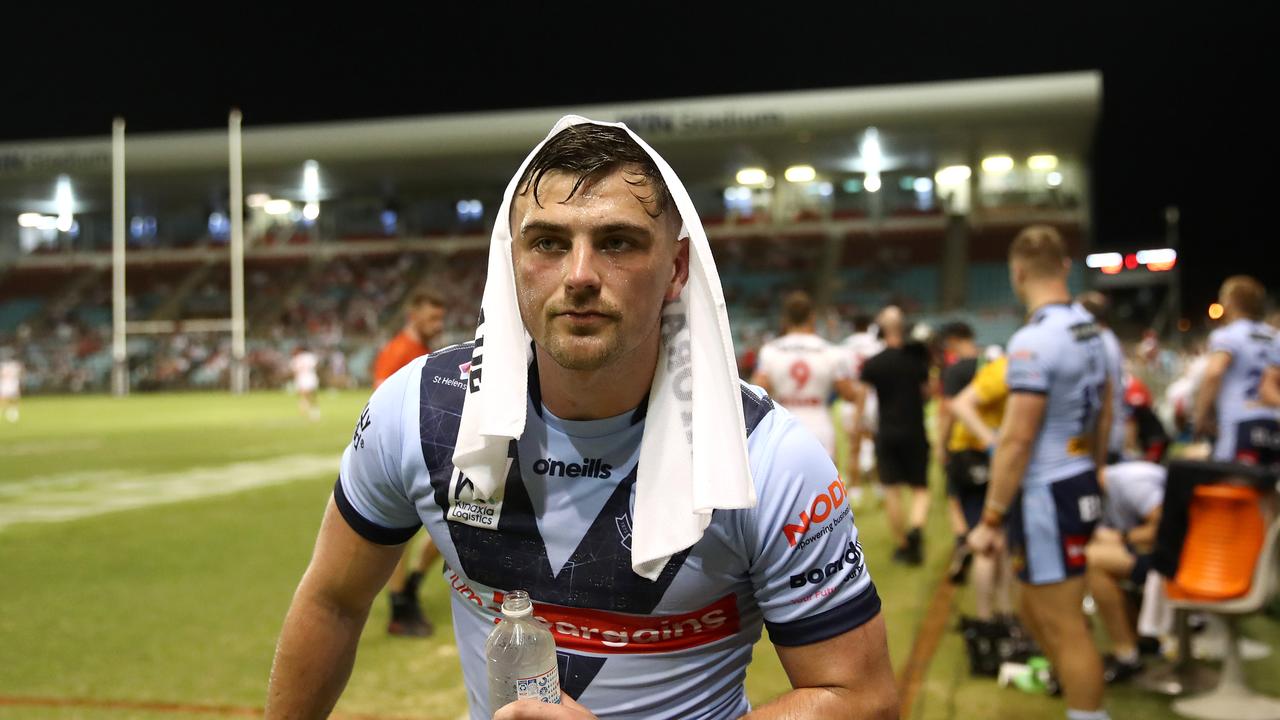 Dylan Edwards of the Panthers heads out to warm up before the NRL Round 7  match between the Newcastle Knights and the Penrith Panthers at McDonald  Jones Stadium in Newcastle, Saturday, April