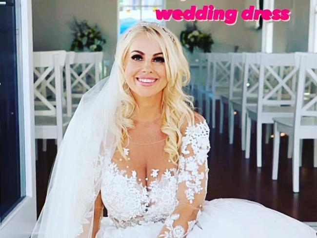 Neighbours star Melissa Bell wore the same dress in real life that her character Lucy wore to her on-screen wedding. Picture: Instagram