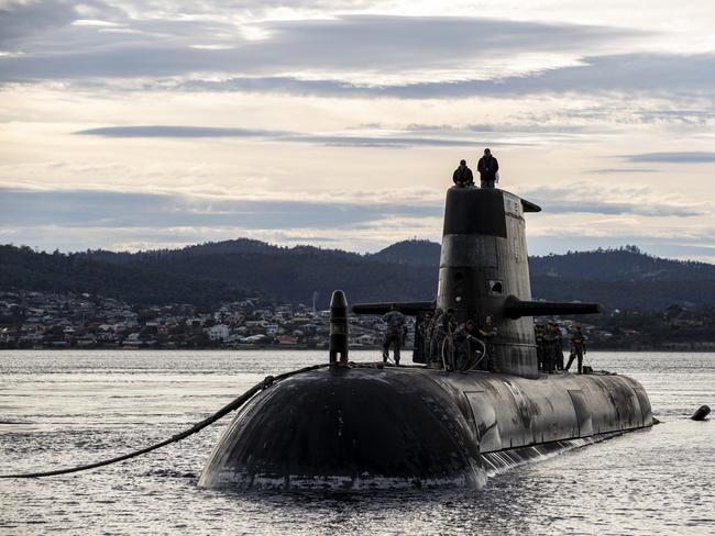 Mr Keating said Australia’s nuclear submarines from the AUKUS deal will be ‘very old’ by the time they are ready in 2035. Picture: LSIS Leo Baumgartner/Australian Defence Force via Getty Images