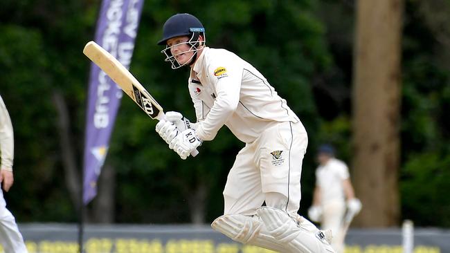 Valley batsman Hugh Weibgen University Vs Valley Saturday December 3, 2022. Picture, John Gass