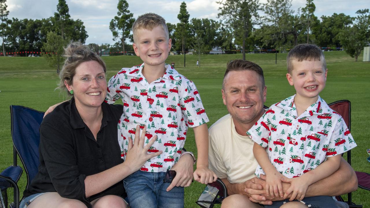 (From left) Hanna, Louie, Remy and Matt Borgelt. Triple M Mayoral Carols by Candlelight. Sunday 8th December, 2024. Picture: Nev Madsen.