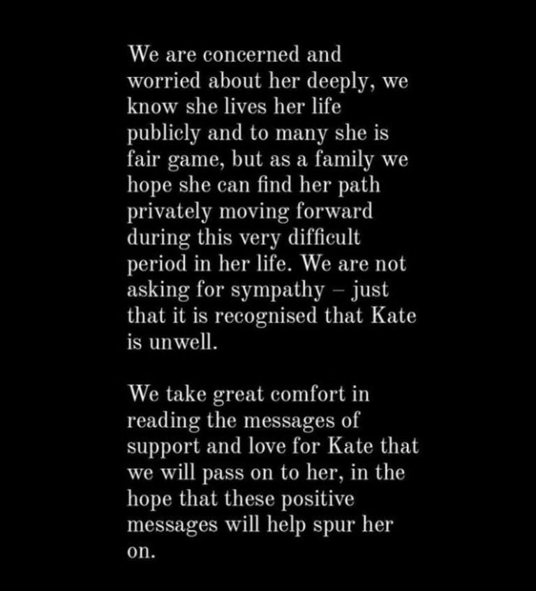 Price’s family said they were ‘concerned and worried about her deeply’. Picture: katieprice/Instagram