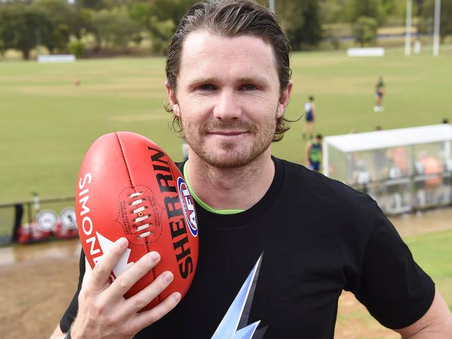 GeelongÕs Patrick Dangerfield spoke to media ahead of training at Deakin UniversityÕs Elite Sports Precinct, Waurn Ponds on Friday morning. Dangerfield will captain AFLX side the Bolts on Friday 22nd February. Picture: Alan Barber