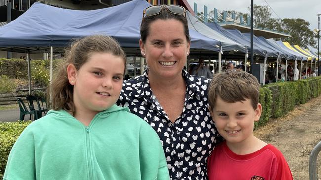 Olivia, Tanya, and Patrick Brogden at the Gympie races on Saturday November 25, 2023.