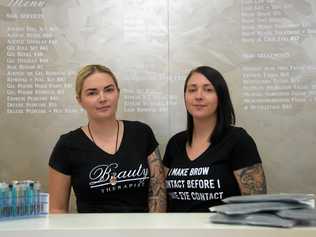 SISTER ACT: Brodie and her sister Tegan behind the desk of their recently opened Nailed It Beauty Parlour. Picture: Maddelin McCosker