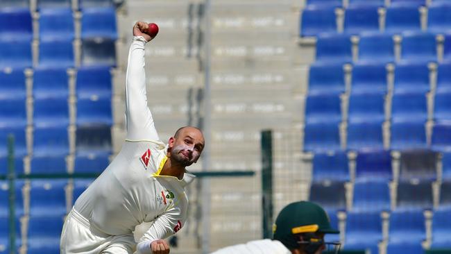 Nathan Lyon believes his bowling can only get better as he surpasses Brett Lee and Mitchell Johnson on Australia’s all-time leading wicket-takers board. Picture: AFP