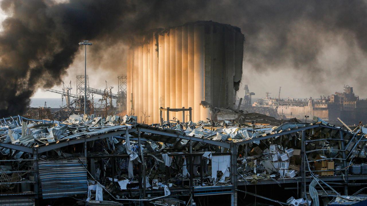 This picture shows a destroyed silo at the scene of an explosion. Picture: Marwan Tahtah / AFP