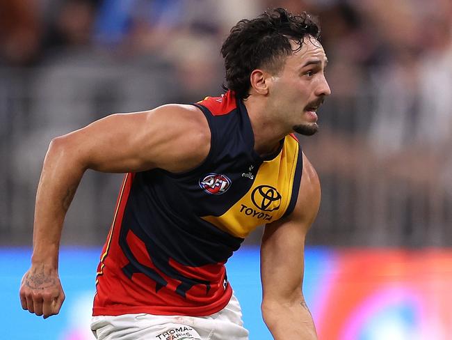 Izak Rankine has spent more time outside forward 50 this season, which has coincided with the Crows’ decline in scoring. Picture: Paul Kane/Getty Images.