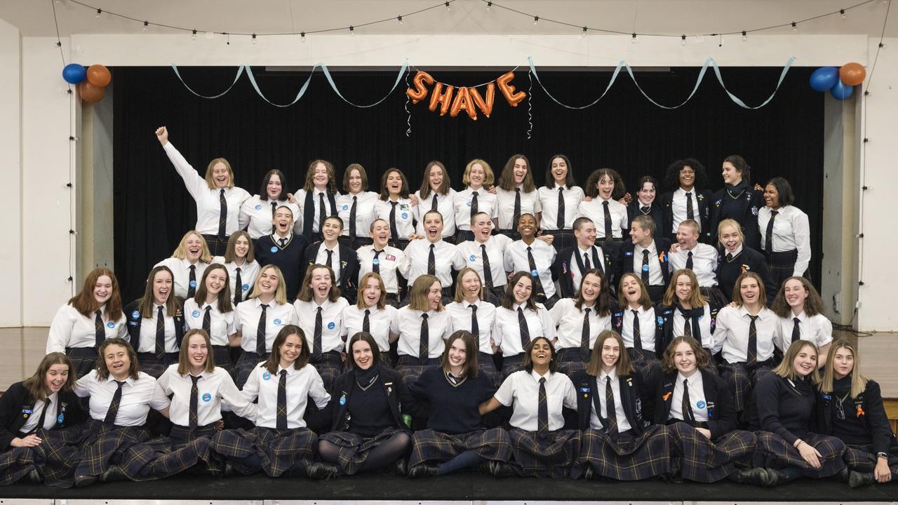 The Fairholme College Year 12 cohort has raised nearly $70,000 with their Shave for a Cure 2023 campaign. Picture: Kevin Farmer