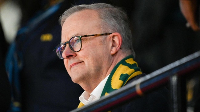 Anthony Albanese jumped on the Tillies bandwagon during their World Cup run. Picture: Franck Fife/AFP