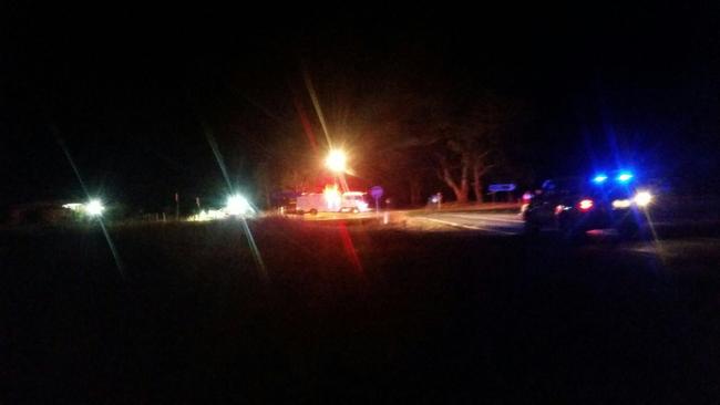 Emergency services at the scene after four were killed in a two car collision at Navarre. Picture: Julian Price/Nine News/Twitter