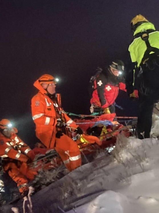 Emergency service workers spent several hours trying to get Mr Evans off the cliffside and back to safety.