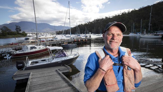 Commercial and recreational vessel safety trainer Fred van Tuil at Geilston Bay. Picture Chris Kidd