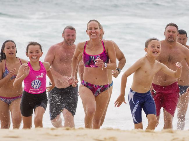 South Maroubra SLSC is holding its first ocean swim in a decade on Sunday February 5, 2017. Some members pictured here having a swim ahead of the event. Pic Jenny Evans