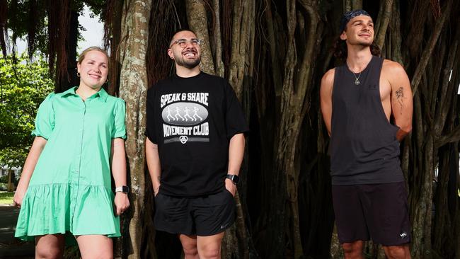 Claudie Wiegel, who helps the homeless find accommodation as a social worker and her partner Anthony Serra, and flood hero Baden Le Sueur, who helped Holloways Beach residents in December's flood, are among 100 heroes selected to attend the concert on the Reef Magic pontoon. Picture: Brendan Radke