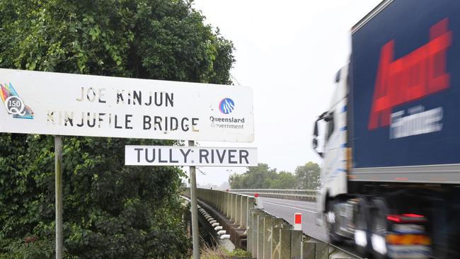 The Bruce Highway at the crossing of the Tully River, Euramo, where a 64-year-old Hull Heads man was killed on July 26, 2023. Picture: Peter Carruthers