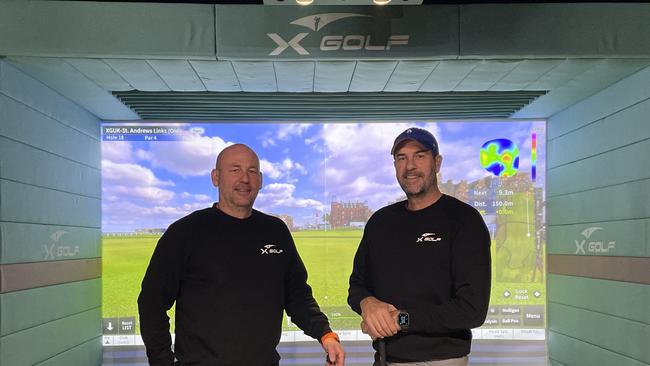 Ben and Scott Ferrier at X-Golf in Ballarat. Picture: Shane Jones.