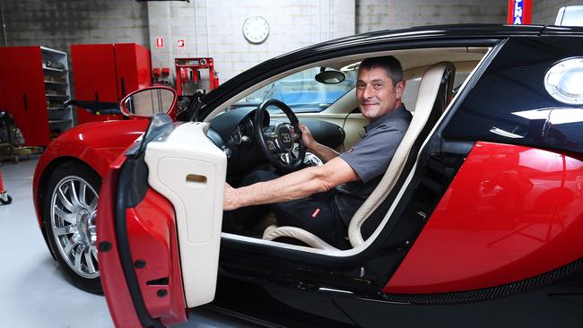 Mechanic Mario Labrosciano with a Bugatti Veyron he will be driving back to the Birdwood Motor Museum after its service. Picture Mark Brake