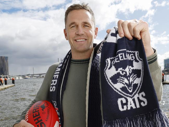 NCA. MELBOURNE, AUSTRALIA. September 19 , 2024. Ex Geelong skipper Joel Selwood showing his support ahead of this weekends final against Brisbane.     .  Pic:Michael Klein