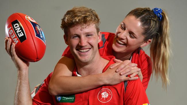 Harrison Wigg has returned to North Adelaide. His partner Erin will also play for North this season in the SANFLW. Picture: Keryn Stevens