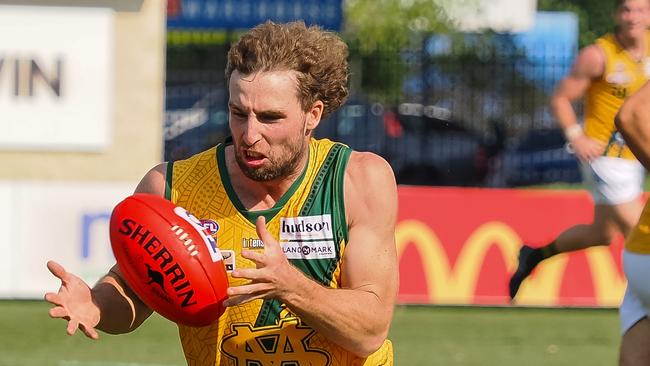 Captain Dylan Landt has led St Mary's well through the early stages of the 2023-24 NTFL season. Picture: David Bradley / AFLNT Media