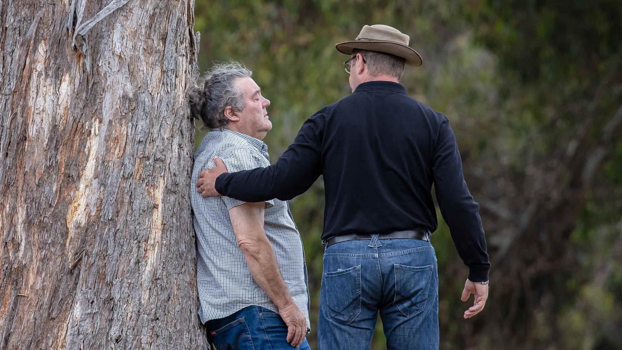 A grandfather of one of the children killed was overcome by grief at the scene. Picture: Jason Edwards