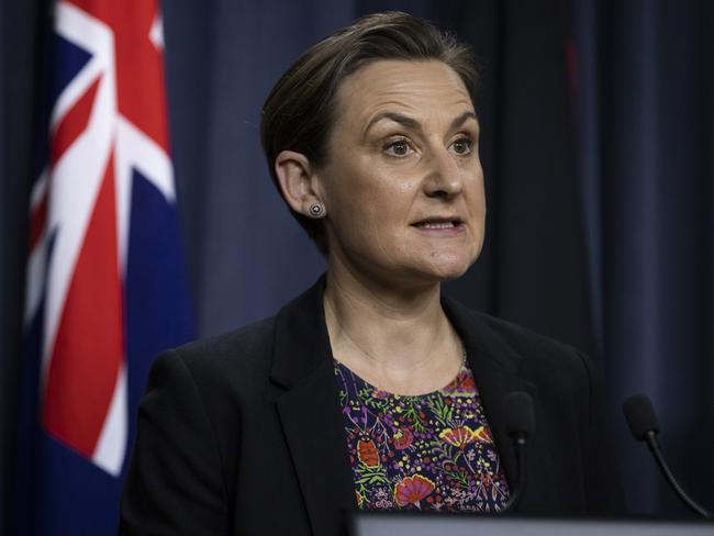 WA Health Minister Amber-Jade Sanderson addressed the media on Monday. Picture: Matt Jelonek/Getty Images