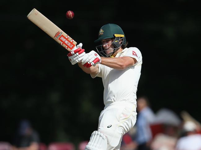 ARUNDEL, ENGLAND - JULY 08: Joe Burns of Australia A plays a shot during the Sussex v Australia A tour match at Arundel Castle cricket club on July 8, 2019 in Arundel, England.  (Photo by Steve Bardens/Getty Images)