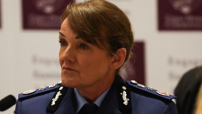 Police Commissioner Karen Webb appears before budget estimates in NSW parliament. She is set to stand down within weeks. Picture: NewsWire / Gaye Gerard