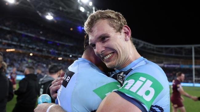 Tom Trbojevic enjoys NSW victory in game three. Picture: Brett Costello