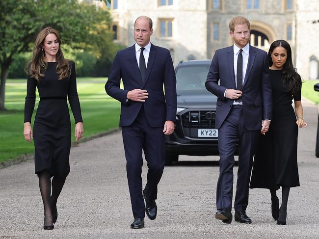 The strain between the couples could be seen at Windsor Castle in the wake of Queen Elizabeth’s death in 2022. Picture: Chris Jackson/Getty Images