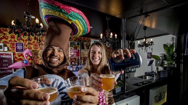 Raoni Borges and Kate Nespeca all set for the Beerfest at NightQuarter last year. Picture: Jerad Williams