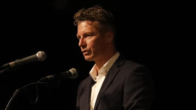 Councillor James Owen speaks at Tweed Shire Council's Australia Day ceremony at Twin Towns Services Club on Tuesday, January 26, 2021. Picture: Liana Boss